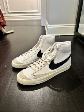 Nike Blazer White High-Top Sneakers with Black Swoosh